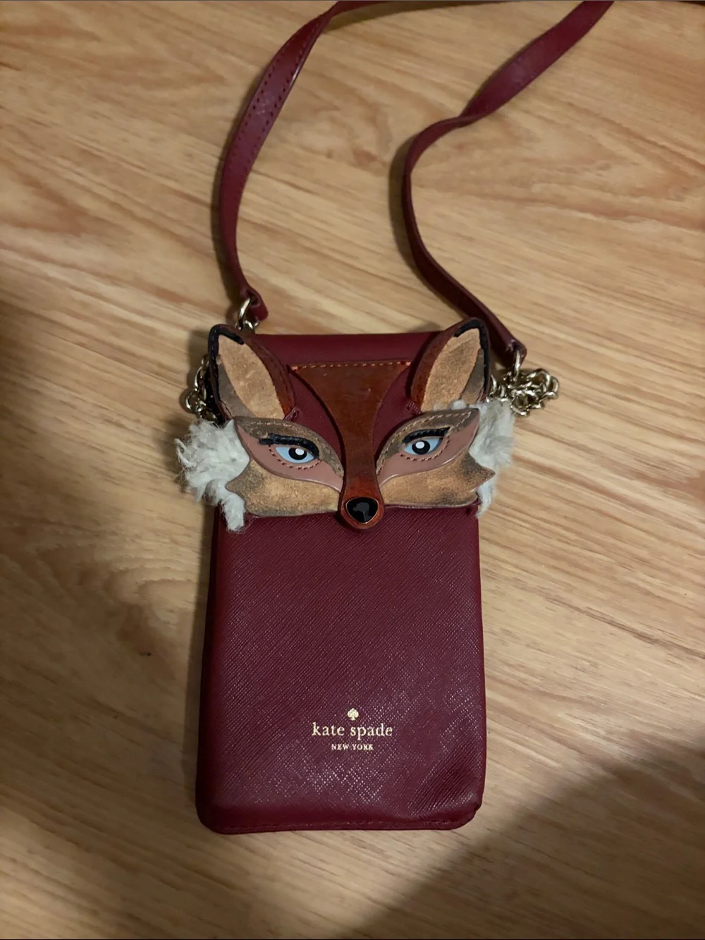 kate spade burgundy fox crossbody phone bag